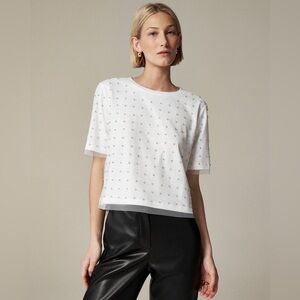 J. Crew Women’s Broken-in jersey T-shirt with tulle and rhinestones
